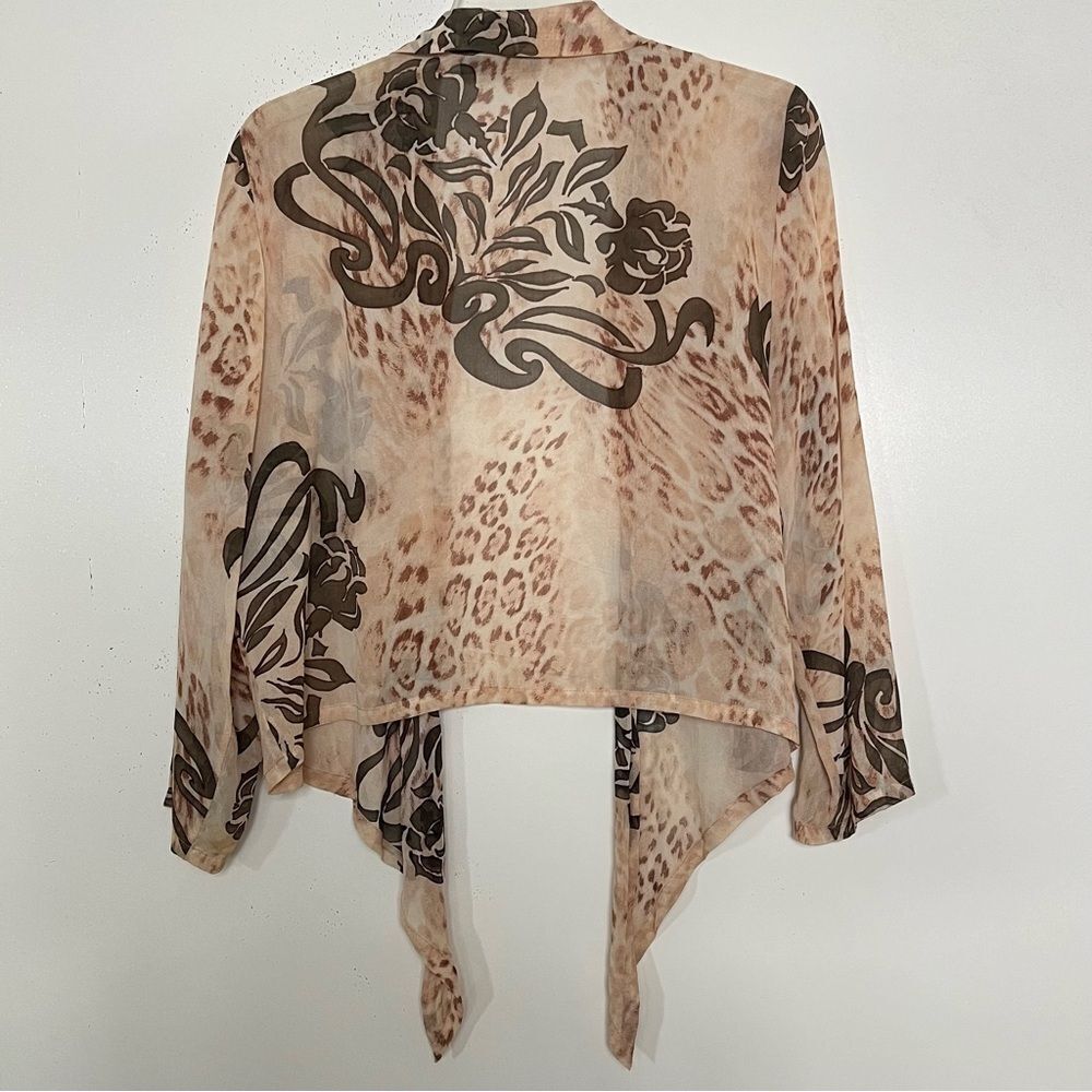 Picadilly Fashions Open Front Waterfall Jacket Large Collared Sheer Rayon Canada - Picture 5 of 7